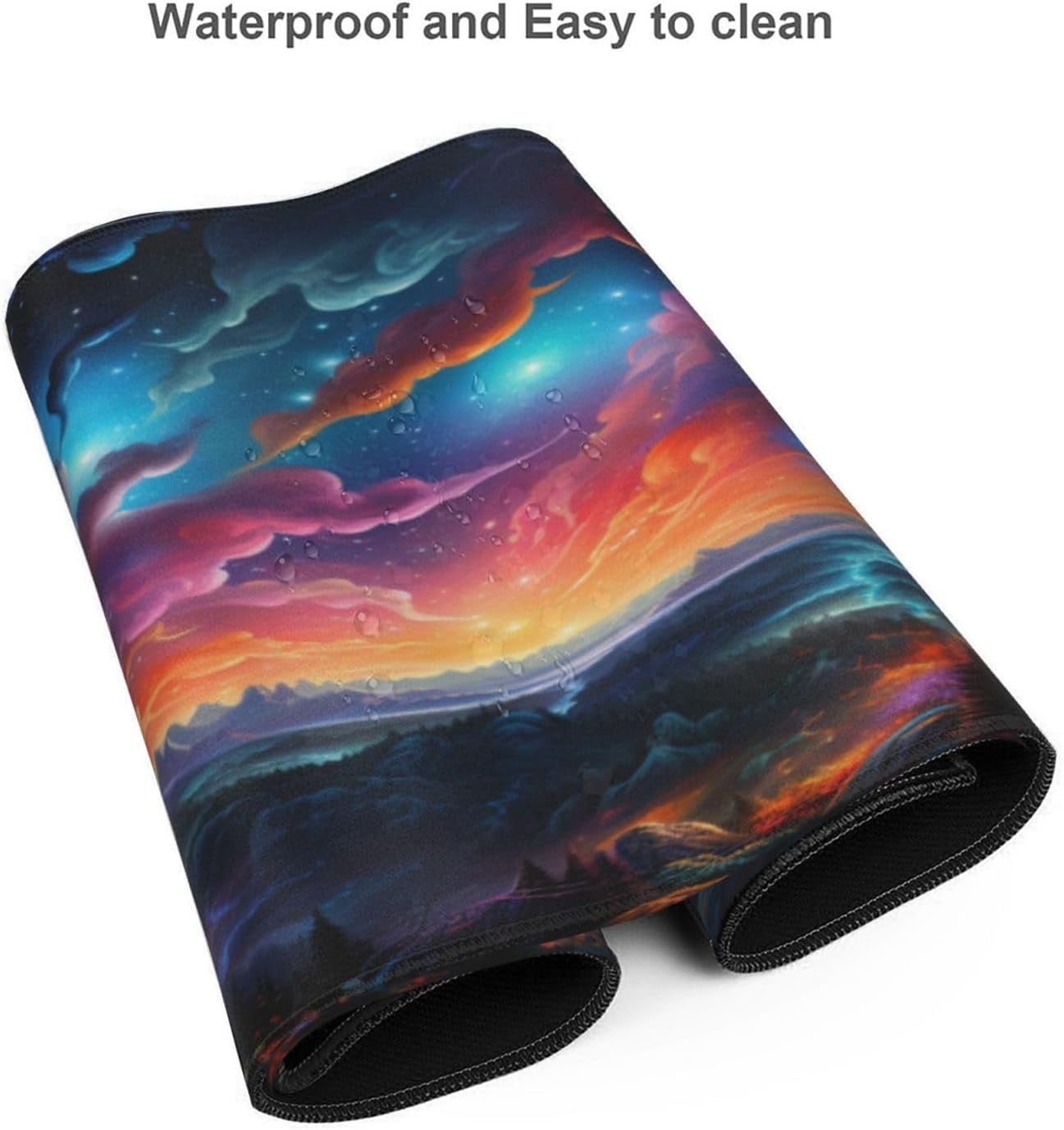 Large Extended Gaming Mouse Pad with Stitched Edges, Starry Sky Non-Slip Waterproof Rubber Base Desk Pad for Office, Computer, Keyboard, 35.4" x 15.7"