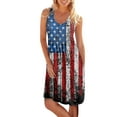 thumbnail image 1 of YAGHYAGH Womens Summer Sleeveless USA Flag Print Independent Day Tank Dress, 1 of 2