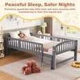 thumbnail image 3 of PORKISS Kids Twin Bed Frame with Guardrails, Wood Twin Platform Bed with Built-in Step, 10 Wood Slats Support, No Box Spring Needed, 400 lbs Capacity, Twin Bed for Boys Girls Bedroom, Gray A, 3 of 10