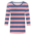 thumbnail image 5 of Tiweut Leisure T Shirts for Women 3/4 Sleeve Graphic Crew Neck Summer Striped Tunics Classic Fit Ladies Tees Size M, 5 of 6