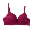 thumbnail image 2 of Fatuov Lace Underwire Bras for Women Supportive Solid Color Full Coverage Comfort Bra for Vacation, Push Up Lightly Lined Bra 38B, Wine, 2 of 5