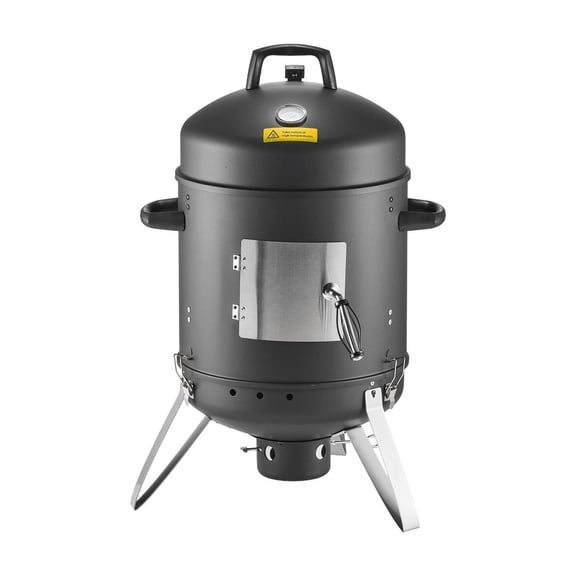 Charcoal Smoker 16 inch, Vertical BBQ Grill, Steel Smoker w/ Grates & Thermometer, Backyard Patio Cooking