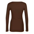 thumbnail image 6 of Resicozy Womens Long Sleeve Square Neck Ribbed Fitted Casual Tops Tee Slim Fashion Solid Color Basic Shirts Coffee XL, 6 of 7