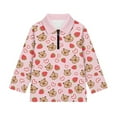 thumbnail image 3 of Psesaysky Girls' 1/4 Zipper Sweatshirts Kawaii Capybara Strawberry Print Casual Breathable Long Sleeve Pullover Tops Cute Half Zipper Hoodie Sweater Athletic Shirts 8-9 Years, 3 of 6