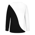 thumbnail image 6 of BLVB Womens Crewneck Sweatshirts Trendy Fall Long Sleeve Loose Pullover Dressy Casual Ladies Color Block Blouse White A3, 6 of 6