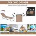 thumbnail image 4 of Outdoor Folding Chaise Lounge Chair with Adjustable Sunshade, Brown Steel Frame & Oxford Cloth Recliner for Patio, Garden, Poolside, Beach and Camping, 73.6" L x 22.8" W, 4 of 7