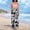 White, variant on High Waist Casual Floral Pants, Drawstring Elastic Waist Women's Wide Leg Tropical Print Flowy Pants Side Split Hem Boho Summer Beach Daily Wear, White S