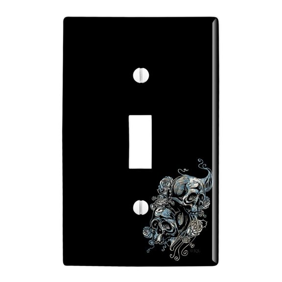 Skulls and Roses Floral Flowers Biker Motorcycle Plastic Wall Decor Toggle Light Switch Plate Cover