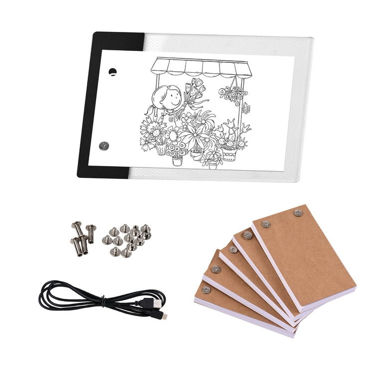 Flip Book Kit with Light Pad LED Light Box Tablet 300 Sheets Drawing Paper Flipbook with Binding Screws for Drawing Tracing Animation Sketching