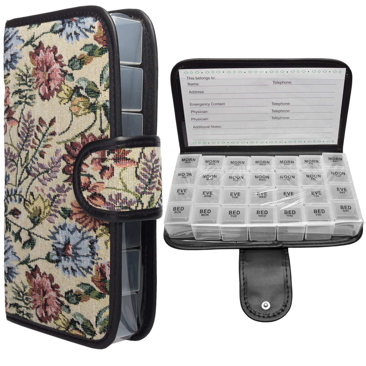 Simply Genius Daily Pill Box Organizer Portable Locking Travel Case