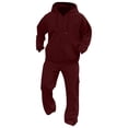 thumbnail image 5 of Blekii Men's Casual Sweatsuit, Solid Color Hoodie And Sweatpants Set, French Terry Jogger Outfit, Cozy Lounge Set for Home, Matching Gym Wear for Men, Relaxed Fit Two-Piece for Everyday, Wine M, 5 of 6