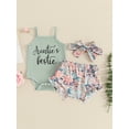 thumbnail image 5 of Baby Girls Summer Shorts Sets Sleeveless Letter Print Camisole Ruffle Floral Shorts Headband Sets, 5 of 10