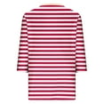 thumbnail image 5 of gbyLJF Womens Shirts 2024 Fall Trendy Stripes Print 3/4 Sleeve Blouses Loose Comfy Cotton V Neck Casual Tunic Tops A02_Pink 3XL, 5 of 5