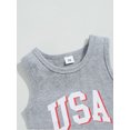 thumbnail image 6 of Independence Day Infant Boys Clothes Suits Letter Print Crew Neck Sleeveless Tank Tops and Elastic Waist Shorts 2Pcs Set, 6 of 8