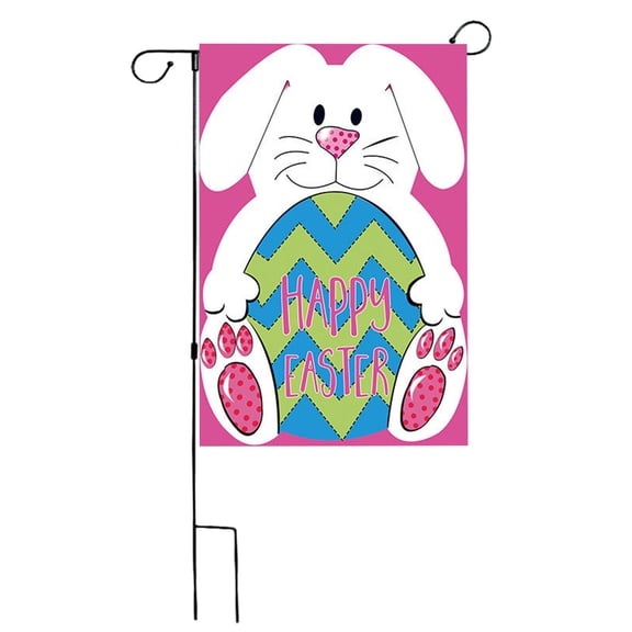 DefiDgd 18x12inch Easter Linen Garden Flag,Multicolor Cartoon Rabbit Flower Egg Pattern Easter Flag Sfor pring Yard Outside Outdoor Farmhouse Decorations(K)