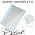 thumbnail image 5 of Funda de cuero con tapa trasera de acrílico transparente y TPU para iPad 10.2, con tapa horizontal, soporte plegable triple, portalápices y función de suspensión/activación (azul), 5 of 5