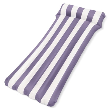 Sun's Out 70" Purple Cabana Stripe Pool Lounger – Inflatable Floating Mat