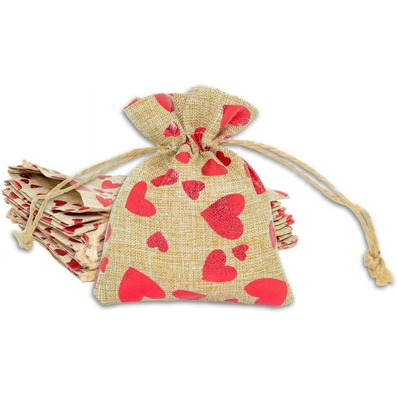 3x4 Jute Burlap Canvas Reusable Gift Bags w. Drawstrings (Red , X-Small) -  Presents, Party Favors, , Samples by