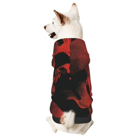 Haiem Red And Black Abstract Skull for Winter Dog Hoodie Sweatshirts with Pockets Warm Dog Clothes for Small Dogs Chihuahua-Large