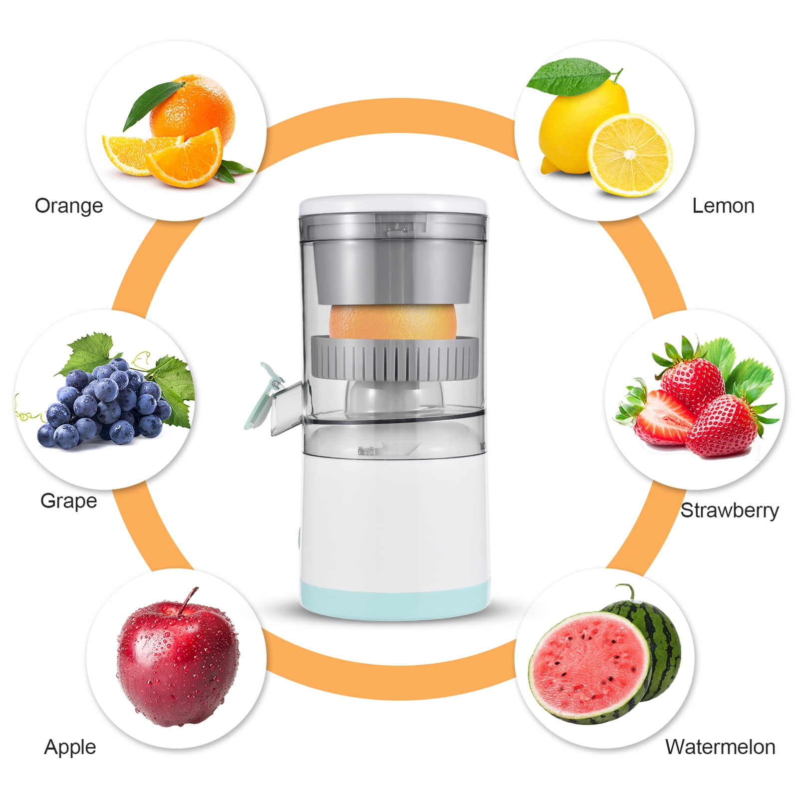 orange juicer squeezer Electric Electric Citrus Juicer Machines with USB and Cleaning Brush Portable Rechargeable Masticating Orange Juicer Lemon Squeezer for Orange Lemon Grapefruit