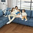 thumbnail image 3 of LLappuil Modular Sectional Sofa, 112" U Shaped Sectional Sofa Couch with Storage, Faux Leather Fabric Waterproof Sectional Couch for Living Room, 6 Seat Modular Sectional Sofa Blue, 3 of 8
