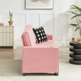 thumbnail image 5 of 83.86" Large Sofa with Extra Deep Seats,Comfy Velvet Couch with Cupholders,3 Seater Sofa for Living Room,Bedroom,Office,Pink+Velvet, 5 of 11