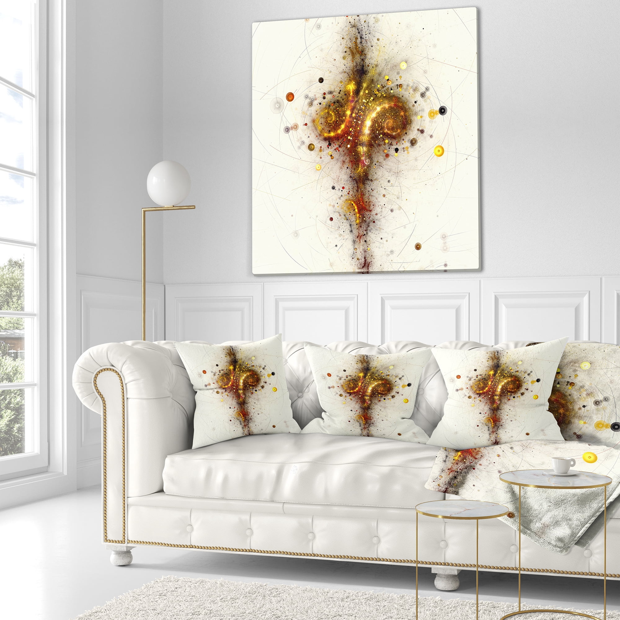 Designart Dark Yellow Fractal Art Design - Abstract Throw Pillow - 18x18