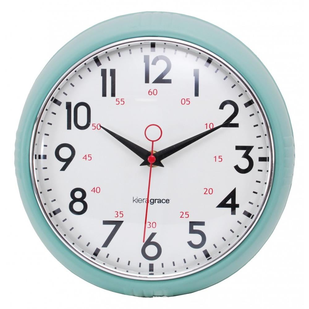 kieragrace KG Retro Wall Clock with Chrome Bezel Green, 9.5