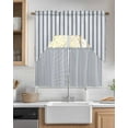 thumbnail image 2 of Navy Blue Striped Kitchen Curtains Swag Valance and Tier Curtains Set 24 Inch Length, Navy Blue White Stripes Farmhouse Rod Pocket Drape Panels Pair Swag Curtains for Bathroom/Cafe/Window, 2 of 6