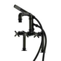 Kingston Brass AE6400DX Concord 7" Center Deck-Mount Clawfoot Tub Faucet with Hand Shower, Matte Black