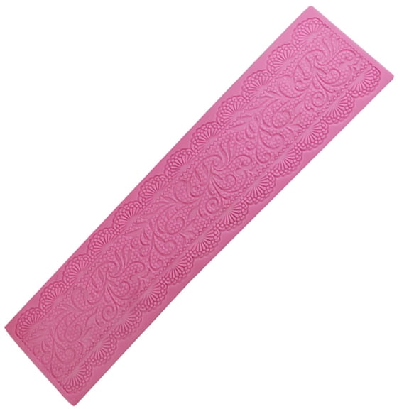 Cake Lace Silicone Mold 15.8"×3.9", Lace Pattern Decorating Mould for Chocolate Sugar Fondant, Kitchen DIY Cake Embellishment Tool, 1PC Pink Clearance Sale