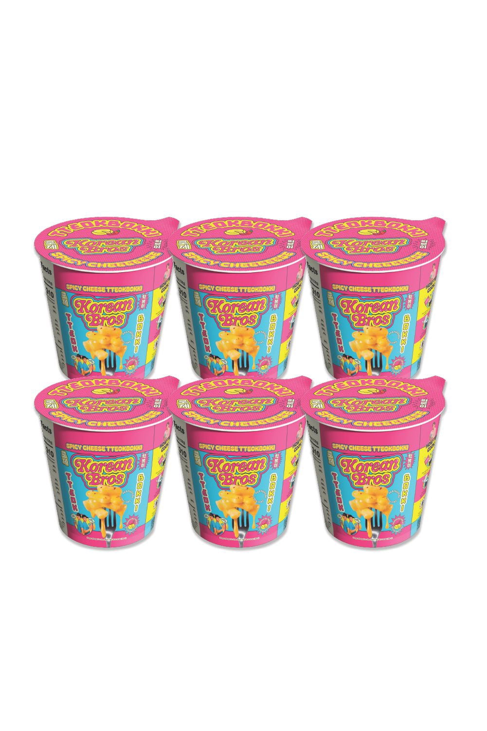 Korean Bros Spicy Cheese Tteokbokki Cups 6pk, Ready in Minutes
