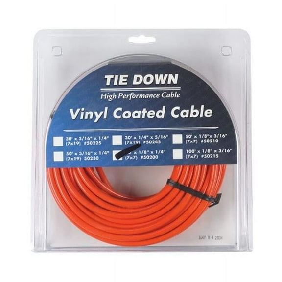 Vinyl Coated Cable 50' TIE DOWN ENGINEERING Chain, Rope, & Cable 50200