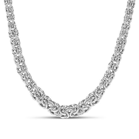 Sterling silver Rhodium Plated Byzantine Textured Link Necklace, 18