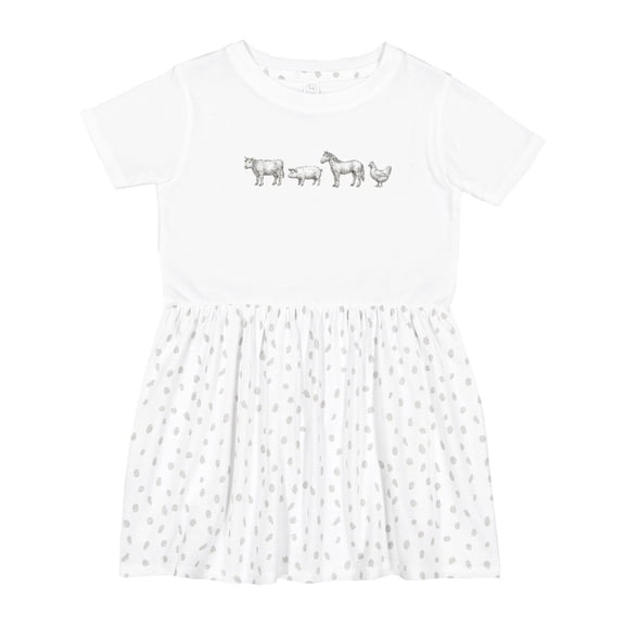 Inktastic Farm Animal Illustration Art Cow Pig Horse Chicken Girls Toddler Dress
