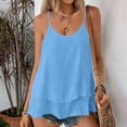 thumbnail image 3 of Craaazy Women's Solid Color Double Layer Adjustable Cami Sleeveless Flowy Ruffle Strap Casual Loose Fit Summer Beach Tank Top(S-5XL) Gifts, 3 of 8