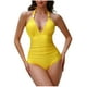 thumbnail image 2 of Trajes de baño de una pieza para mujer, traje de baño de bikini con tirantes y espalda descubierta de color liso para mujer, 2 of 5