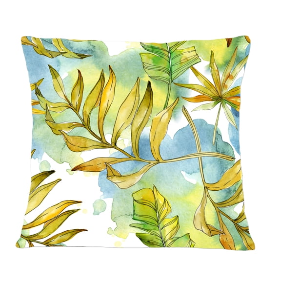Designart Retro Tropical Foliage ' Mid-Century Modern Throw Pillow - 12x20