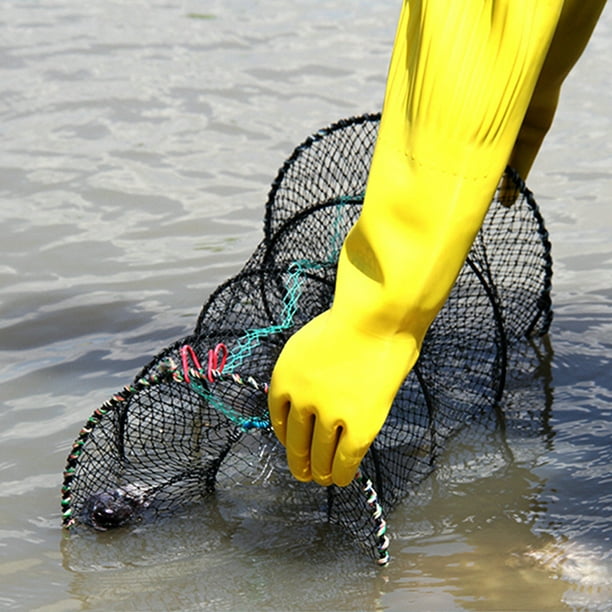 1PC Foldable Bait Cast Mesh Trap Net Portable Fishing Landing Net Shrimp  Cage for Fish Lobster Prawn Crayfish Crab (Ultra Dense Mesh, Big Size) 