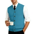 thumbnail image 6 of GrmtClth Sweater Vest Men Classic V-Neck Knit Sleeveless Sweater Soft Comfy Button Down Knitwear Blue L, 6 of 7