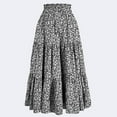 thumbnail image 4 of BLTIBY Women's High Elastic Waist Midi Skirt Casual Summer Trendy Tie Front Flowy Ruffle Floral Print A Line Skirts Gray XL, 4 of 4