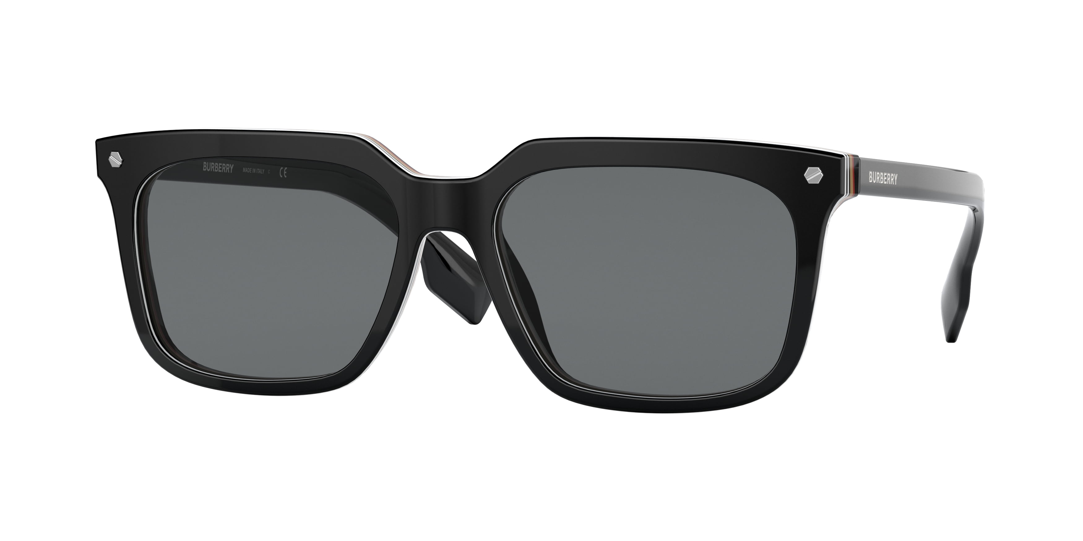 BURBERRY BE4337 379887 Black Dark Grey 56 mm Men's Sunglasses