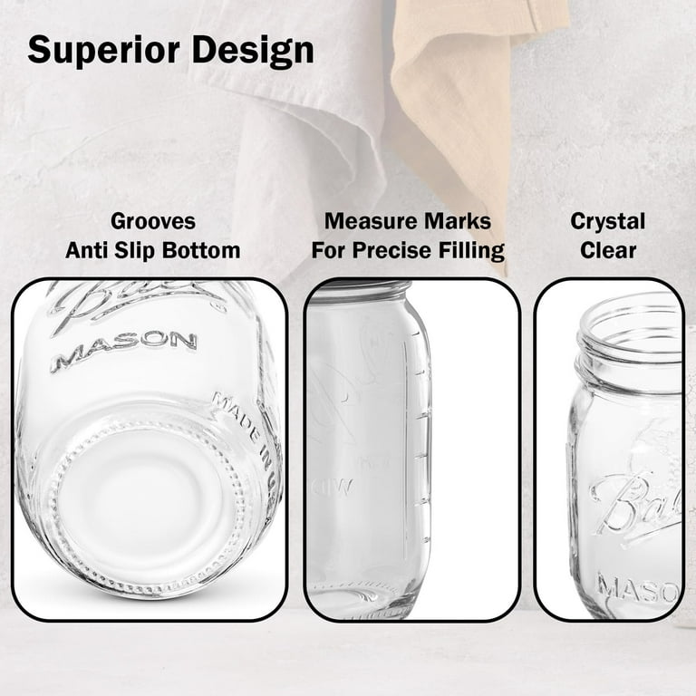Ball, Mason Jars, 8 oz., 12 Pack, Regular Mouth with Airtight Lids