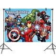thumbnail image 3 of Avengers Kids Birthday Holiday Party Set Triangle Flag Paper Cups Paper Plates Mask Party Cutlery Set, 3 of 6