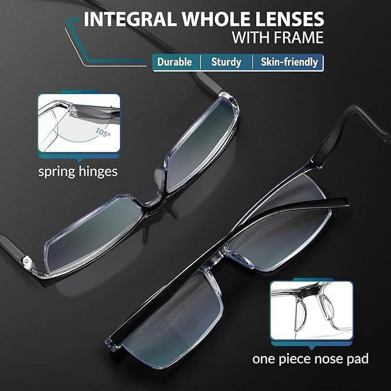 6 pack Executive Style Reading Glasses Men - Durable Readers with 99% Blue Light Blocking - Comfortable Fit with TR90 Frames
