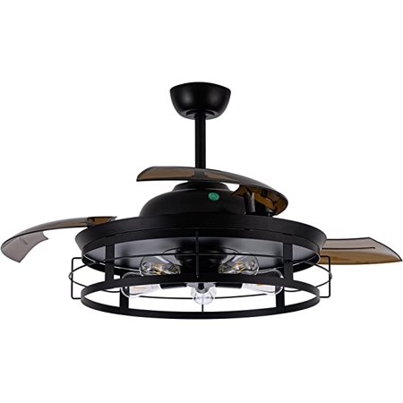 

Parrot Uncle Ceiling Fan with Lights and Remote 52 inch Farmhouse Ceiling Fan with Light 5 Bulbs Not Included Black