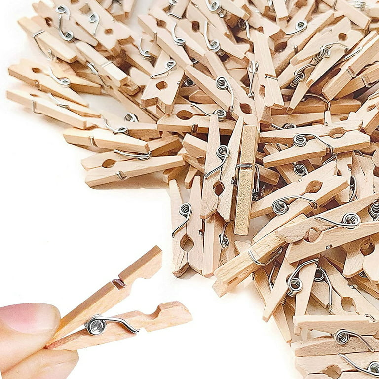 100pcs Mini Clothespins, Mini Clothes Pins for Photo Natural Wooden Small  Picture Clips for Crafts String Decorative Wood Clips for Wall Hanging