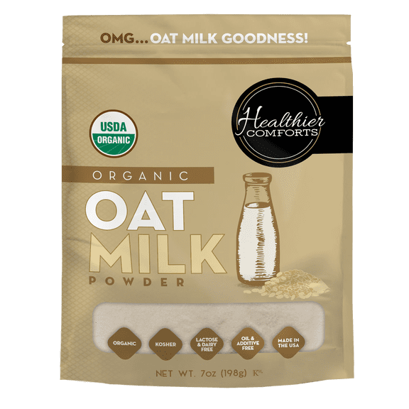 Healthier Comforts Organic Oat Milk Powder 7oz | Natural and Plant Based Milk with a Clean Formula | Gluten-Free, Vegan, USDA Organic Certified, Non-GMO, Dairy Free, and Lactose Free Milk Powder