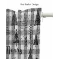 thumbnail image 5 of Christmas Tree Linen Curtain Valance for Bedroom/Bathroom/Kitchen/Office/Living/Dining Room Window,Black and White Checkered Xmas Tree Rod Pocket Topper Decorative Cafe Drapes Panel 54"x18", 5 of 6