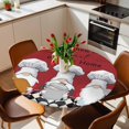 thumbnail image 2 of Chef Gnome Farmhouse Red Elastic Fitted Round Table Cover Black White Buffalo Checked Waterproof Outdoor Tablecloth for Holiday Party, Picnic, Patio & Dining Fits Tables Up to 55"-60", 2 of 8
